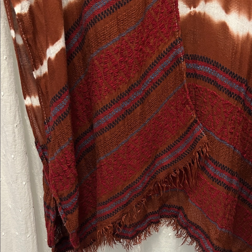 Angie Kimono Women’s One Size Brown Tie-Dye Fringe Boho Kaftan Coverup - Picture 14 of 16